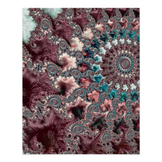 Poster Rétro Groovy Éclectique Bohémien Spirale Fractale (Devant)