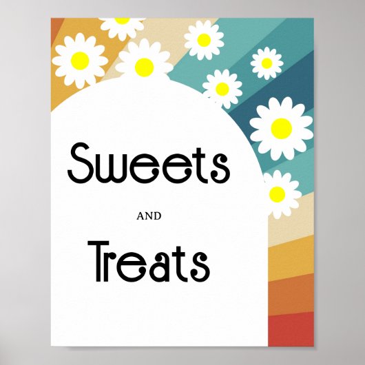 Poster Retro Groovy - Fête bébé douceurs et friandises (Devant)