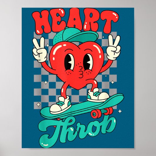 Poster Retro Groovy Heart Throb Valentines Day Toddlers B (Devant)