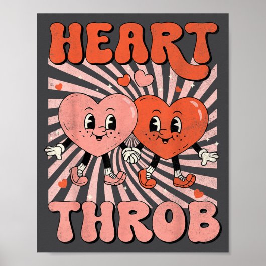 Poster Retro Groovy Heart Throb Valentines Day Toddlers B (Devant)