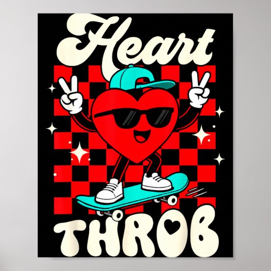 Poster Retro Groovy Heart Throb Valentines Day Toddlers B (Devant)