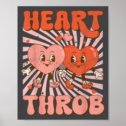 Poster Retro Groovy Heart Throb Valentines Day Toddlers B (Devant)