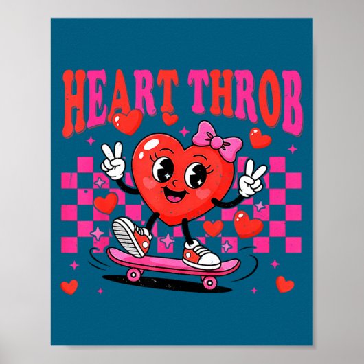 Poster Retro Groovy Heart Throb Valentines Day Toddlers G (Devant)