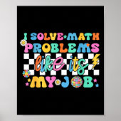 Poster Retro Groovy Math Teacher Funny Back To School Gif (Devant)