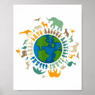 Poster Rétro Groovy Sauver Abeilles Secourir Animaux Recy