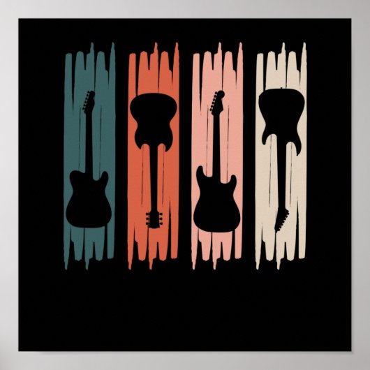 Poster Retro Guitare Music Player Musicien Guitariste Gra (Devant)