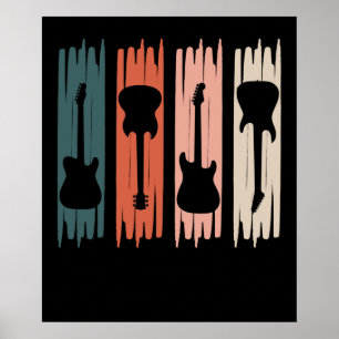 Poster Retro Guitare Music Player Musicien Guitariste Gra