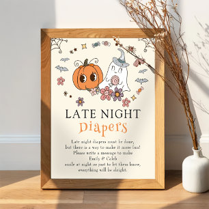Poster Retro Halloween Baby showers Diapositives nocturne