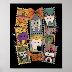 Poster Retro Halloween Dentist Dental Squad Dental Hygien