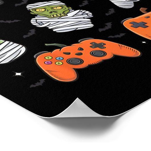 Poster Retro Halloween Gaming Controller Skeleton Game Ha (Coin)