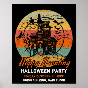 Poster Retro Halloween Happy Haunting Haunting Haunting H