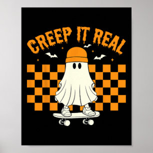 Poster Rétro Halloween mignon Ghost Halloween Creep It Re