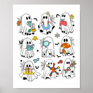 Poster Retro Halloween Science Enseignant Laboratoire fan