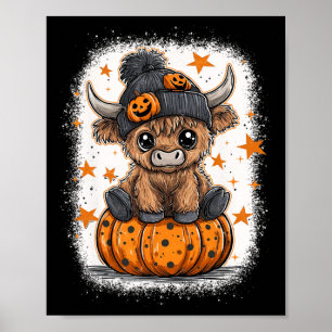 Poster Retro Halloween Vache Citrouille Automne Vache Tha