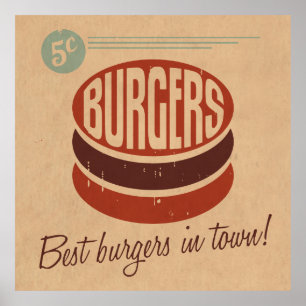 Poster Rétro hamburger