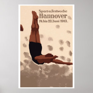 Poster Rétro Hanovre Allemagne folâtre l'annonce de