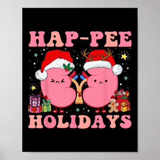 Poster Retro Hap Pee Vacances Noël Dialyse Infirmière Ki (Devant)