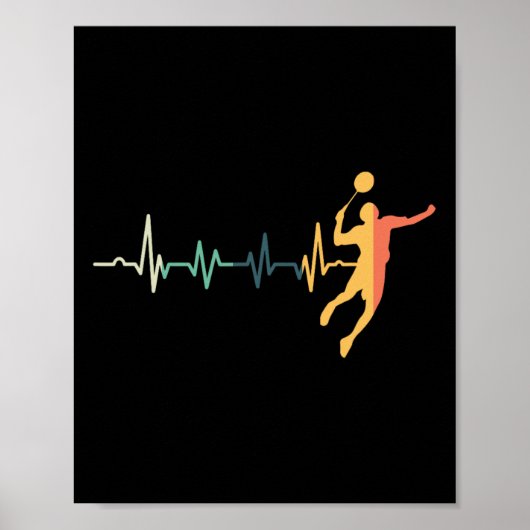 Poster Retro Heartbeat Badminton Player Shuttle Trainer R (Devant)