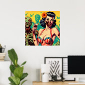Poster Rétro Horreur Zombie Pin-up (Bureau à domicile)