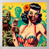 Poster Rétro Horreur Zombie Pin-up (Devant)