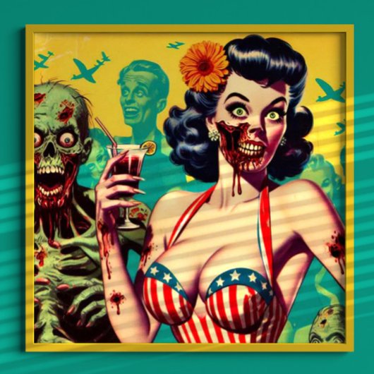 Poster Rétro Horreur Zombie Pin-up