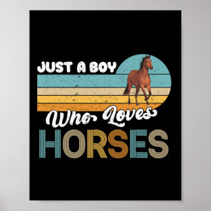 Poster Retro Horseback Riding Lover Juste Un Garçon Qui A