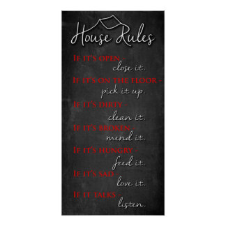 Poster Retro House Règles de gentillesse sur tableau de b