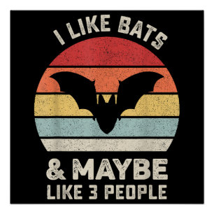 Poster Retro I Like Bats Chemise Animal Bateau Lover Cade