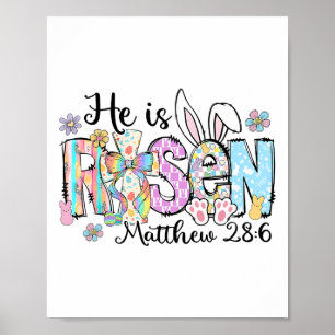 Poster Retro Il Est Ressuscité Lapin de Pâques Lapin Chré