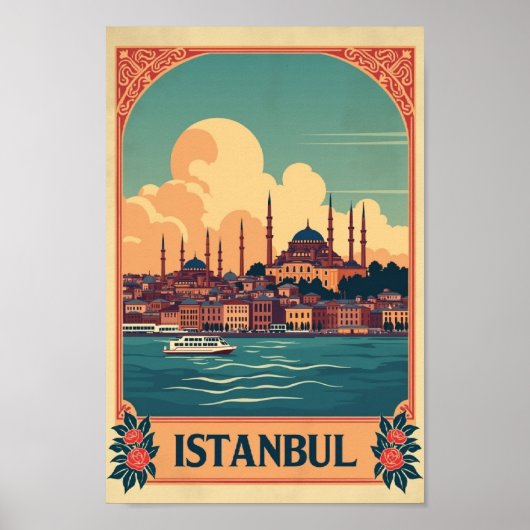 Poster Retro Istanbul: Where East Meets West (Devant)