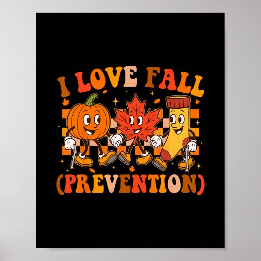 Poster Rétro J'aime la prévention des chutes Physiothérap (Devant)