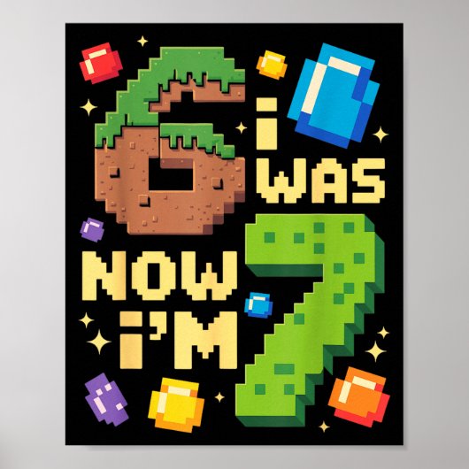 Poster Rétro J'avais 6 ans Maintenant j'ai 7 ans Cadeau d (Devant)