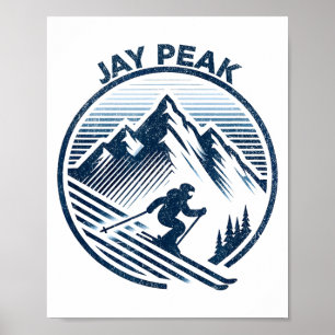 Poster Retro jay peak vermont ski skieur bleu vintage