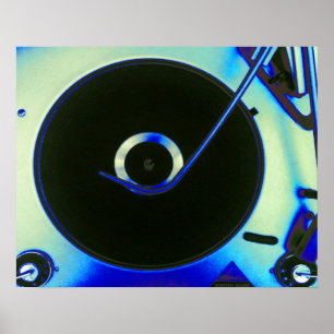 Poster Rétro joueur vintage de disque vinyle