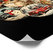 Poster Retro Joyeux Noël Père Noël Snowman Nutcracker Rou (Coin)