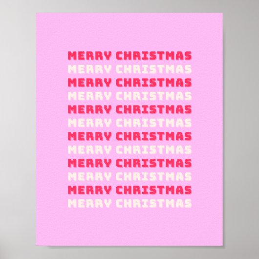 Poster Retro Joyeux Noël rose Décor de vacances Preppy (Devant)