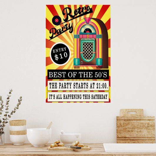 Poster retro jukebox rock and roll swing rockabilly jive (Cuisine)
