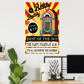 Poster retro jukebox rock and roll swing rockabilly jive (Bureau à domicile)