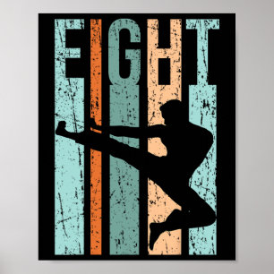 Poster Retro Karate 8e anniversaire 8 Judo Men Kung Fu Ki