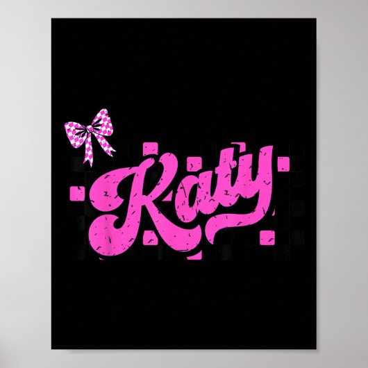 Poster Retro Katy Checkered Coquette Bow Butterfly (Devant)