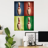 Poster Retro King Pins, Bowling Art (Bureau à domicile)