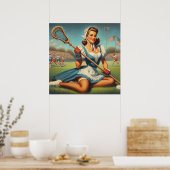 Poster Retro Lacrosse Girl (Cuisine)