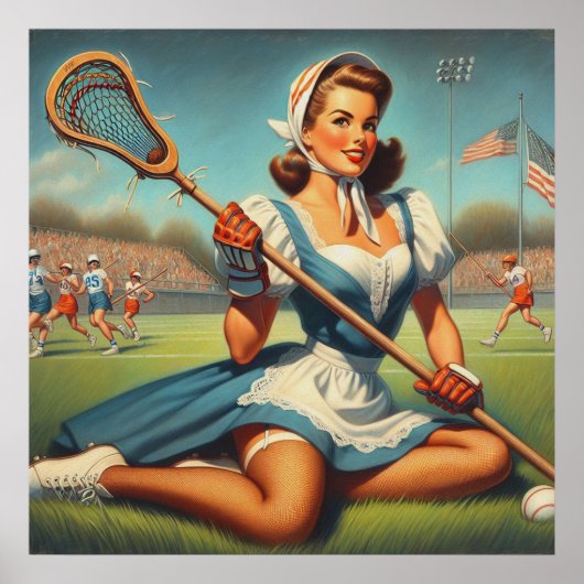 Poster Retro Lacrosse Girl (Devant)
