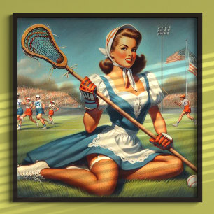 Poster Retro Lacrosse Girl