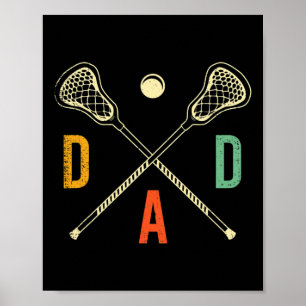 Poster Retro Lacrosse Papa Lax Papa Lax Joueur Équipe Spo