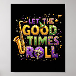 Poster Retro Laissez Le Bon Temps Rouler Mardi Gras Party