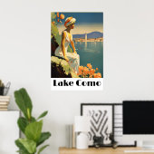 Poster Retro Lake Como Italy Travel Romantic Lakeside (Bureau à domicile)