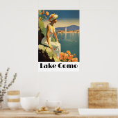 Poster Retro Lake Como Italy Travel Romantic Lakeside (Cuisine)