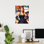 Poster Retro Las Vegas Pin-up (Bureau à domicile)