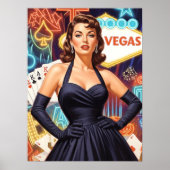 Poster Retro Las Vegas Pin-up (Devant)